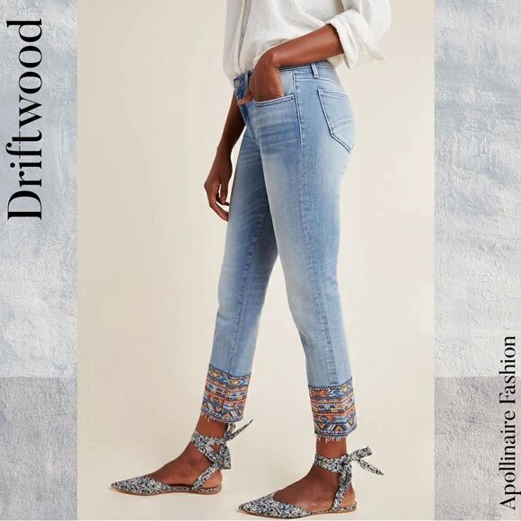DRIFTWOOD COLLETTE MID RISE EMBROIDERED BLUE JEANS SIZE 30 NWT - Picture 5 of 8